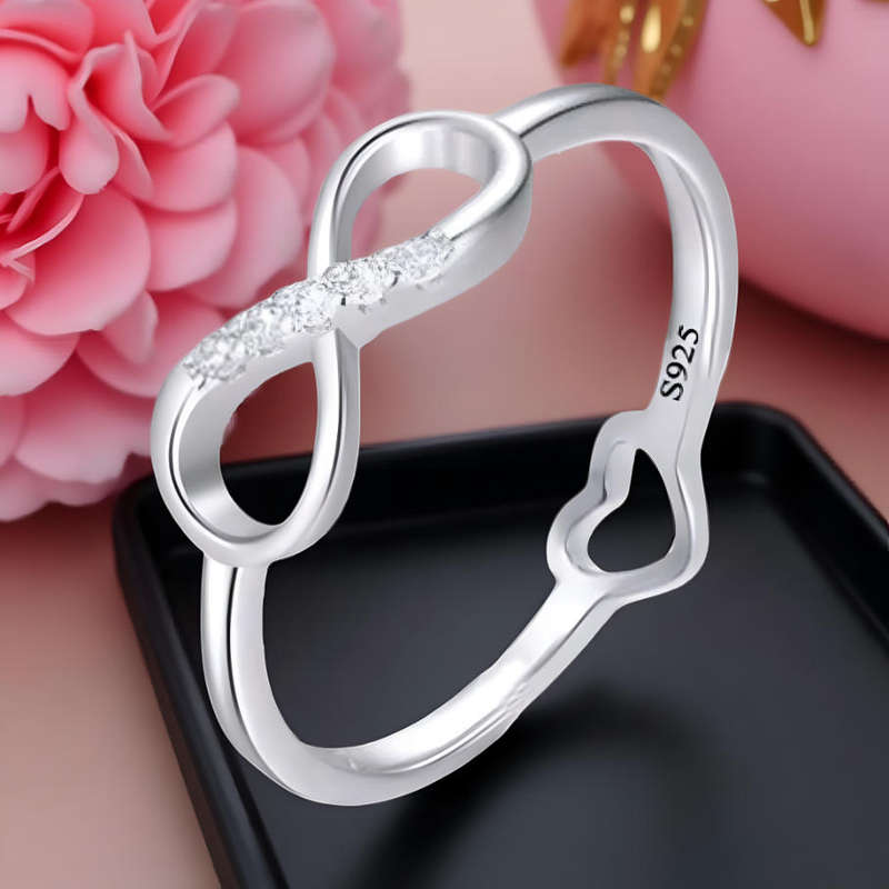 Infinity & Heart Sterling Silver Ring Size 6
