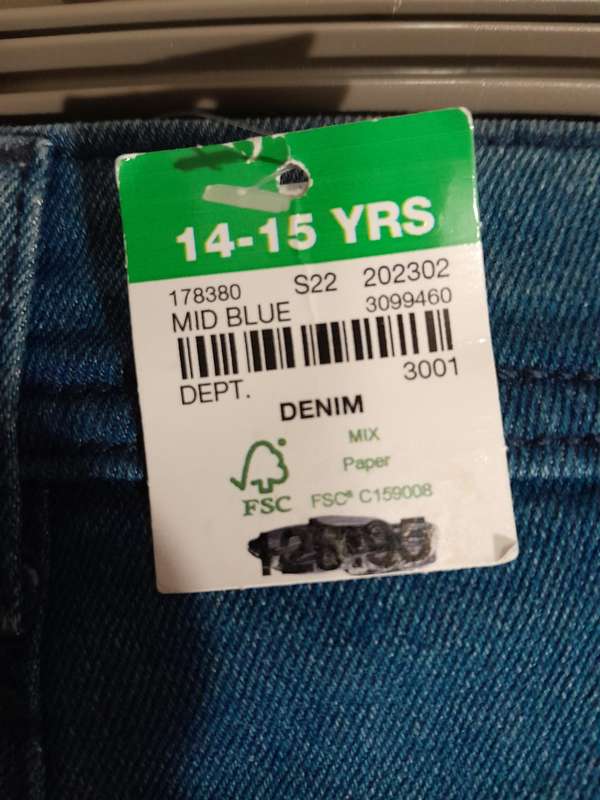 Jeans JBR denim - 13-14yrs - Mid Blue Tapered leg