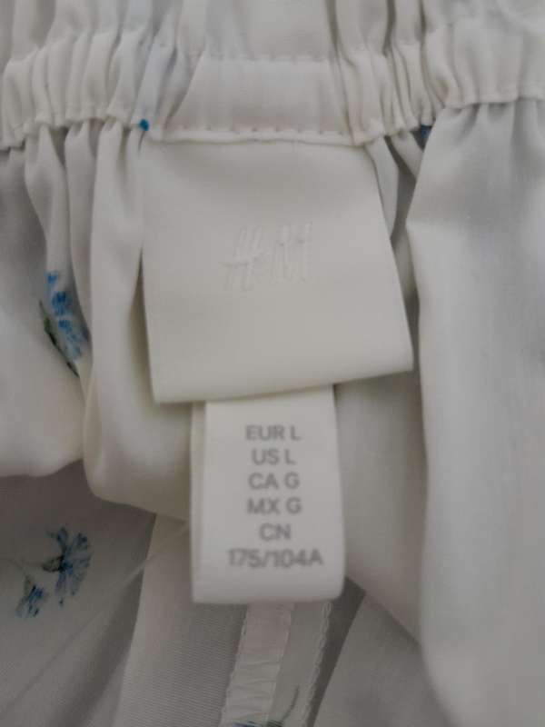 Summer cotton dress white with blue flowers. Large. New. H&M.