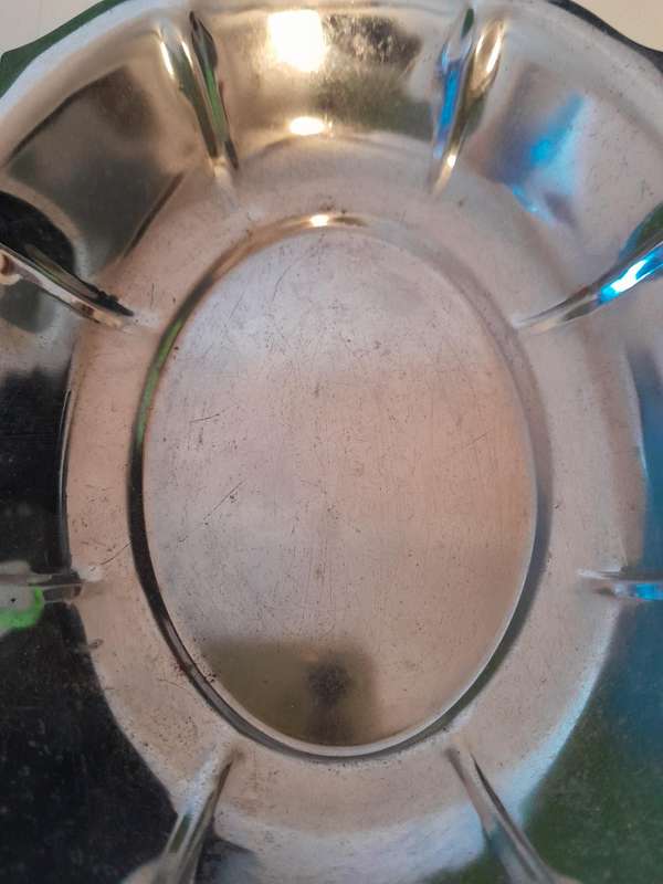 Vintage Stainless Steel Scalloped tray - 18x24cm - Made in Hong Kong