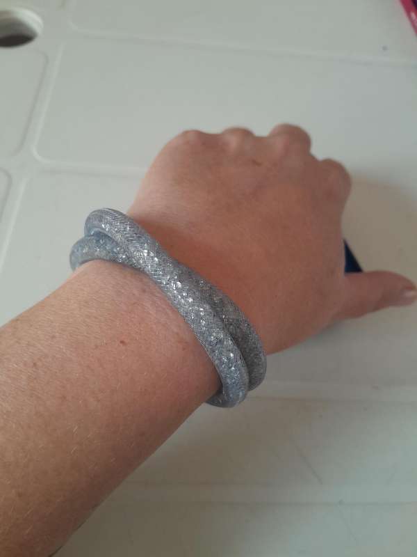 Authentic Swarovski Stardust Bracelet - Silver mesh with Crystals - double loop
