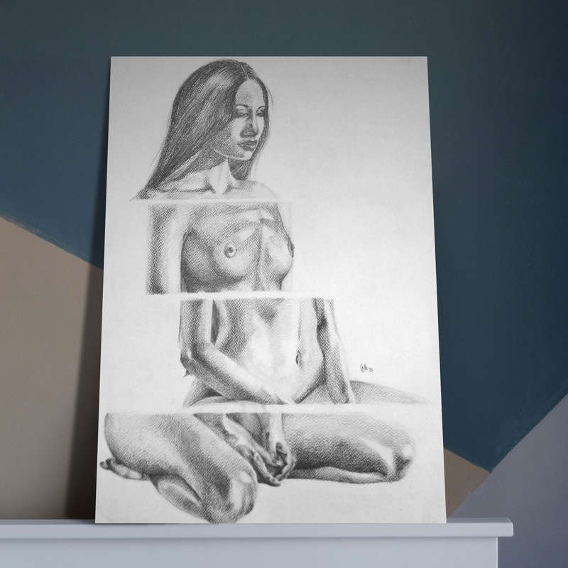 every-BODY No 6  A2 Pencil Drawing | Celebrate Body Positivity | Figure Art by Celeste von Solms