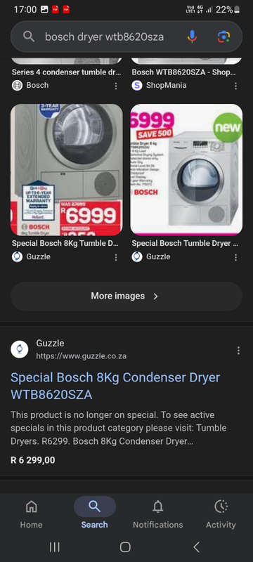 Bosch series 4 condenser dryer