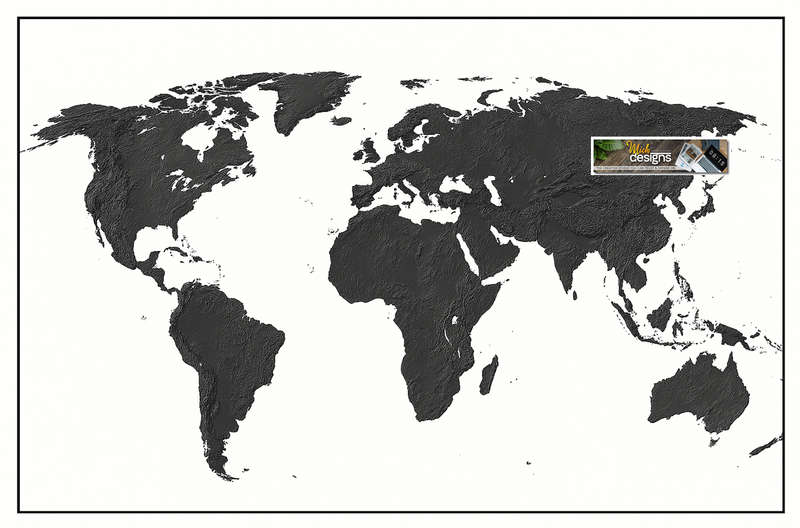 World Relief Map Digital Download For Vinyl Decal Print for Vehicles