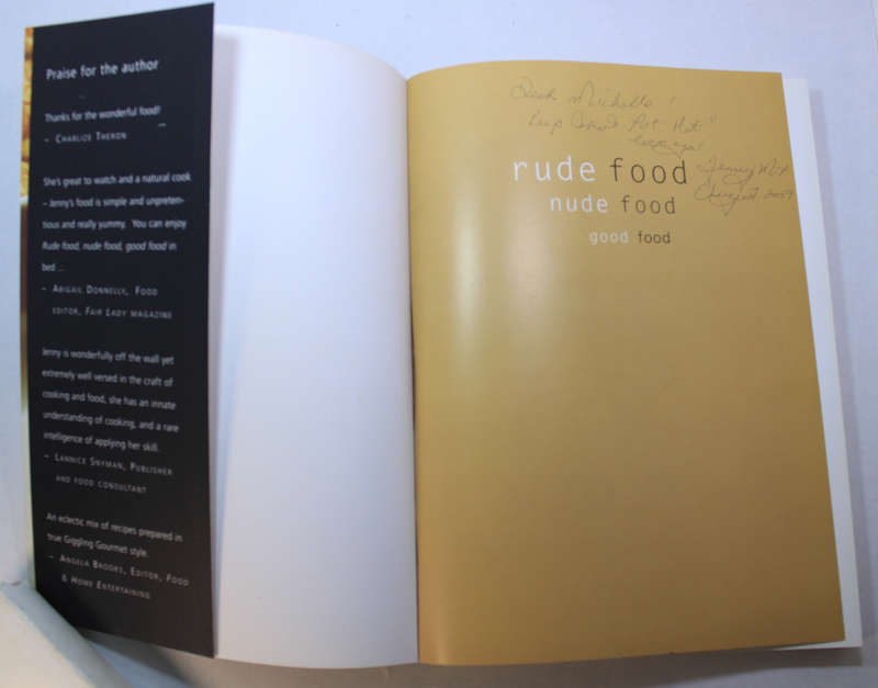 Rude Food, Nude Food, Good Food by Jenny Morris The Giggling Gourmet Softcover Book Autographed