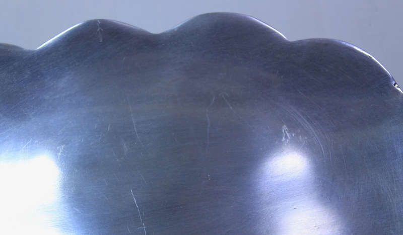 Pewter Fruit Bowl With Scalloped Edges and Handles Made in India