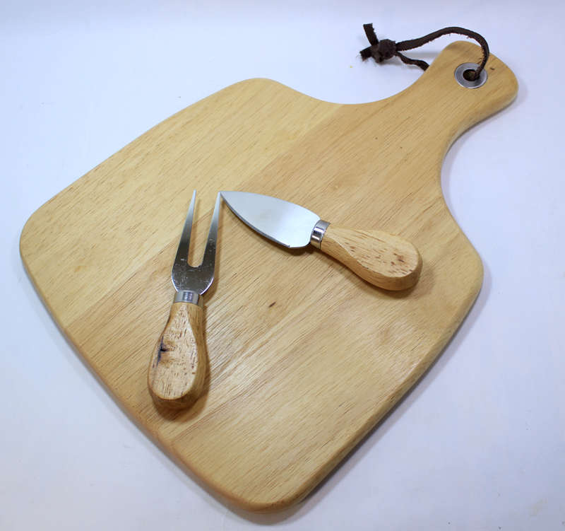 Hafele Cheese Charcuterie Board with Cutting Knife and Fork in Display Case