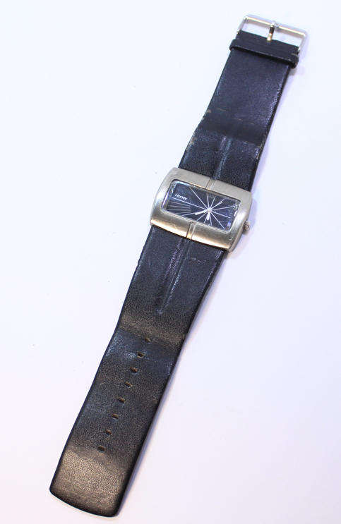 Honey Wide Face Wide Leather Strap Ladies Wristwatch