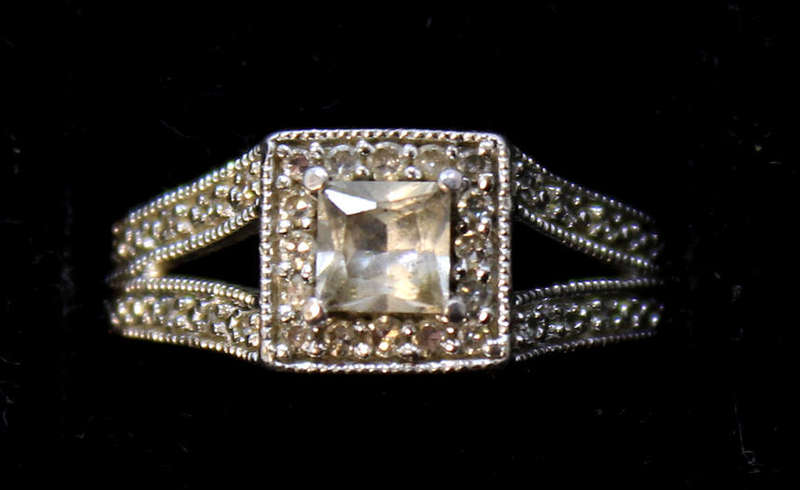 American Swiss Certified CR White Sapphire and Sterling Silver Ring