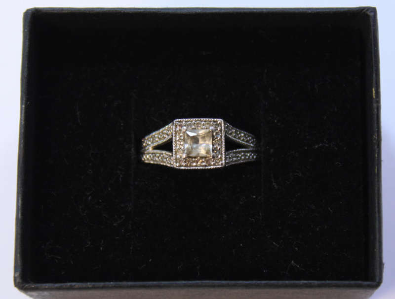 American Swiss Certified CR White Sapphire and Sterling Silver Ring