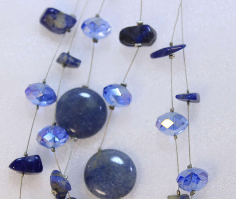 3 Layered Blue Coloured Beaded Necklace