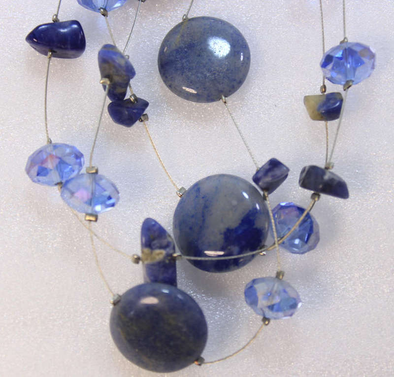 3 Layered Blue Coloured Beaded Necklace