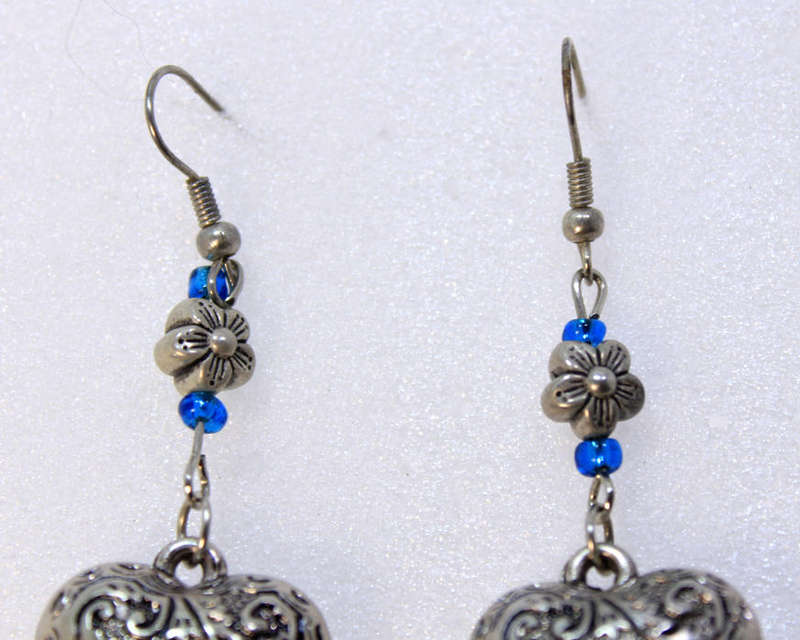 Pair of Large Heart Shaped Pendant Drop Earrings