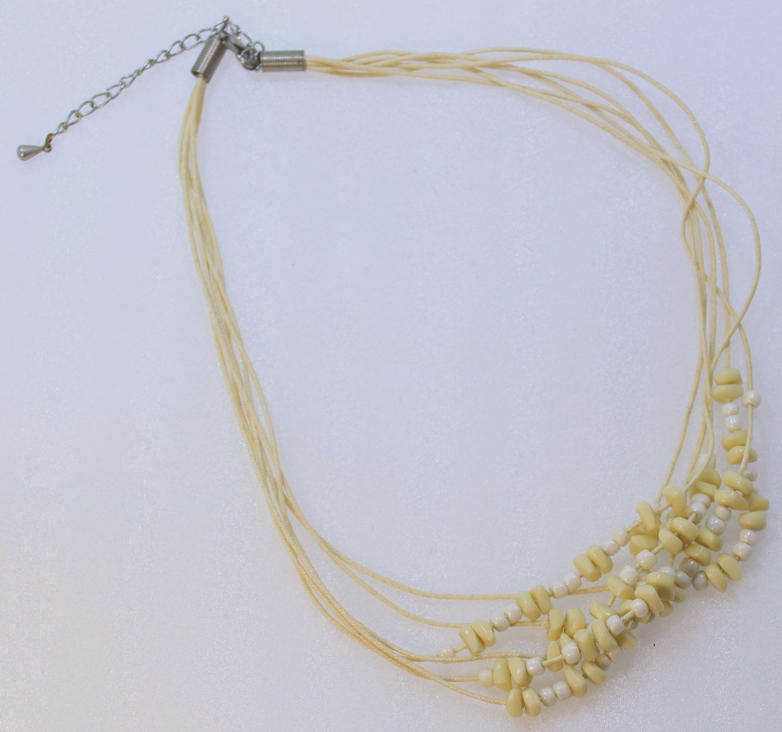 6 Layered Wheat Coloured Beaded Necklace