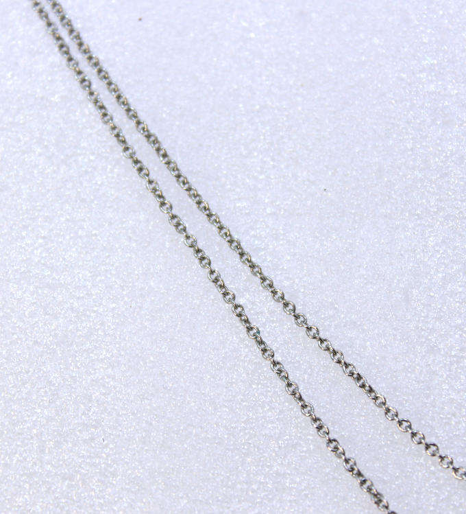 Slim Silver Chain Necklace with Large Rhinestone Pendant