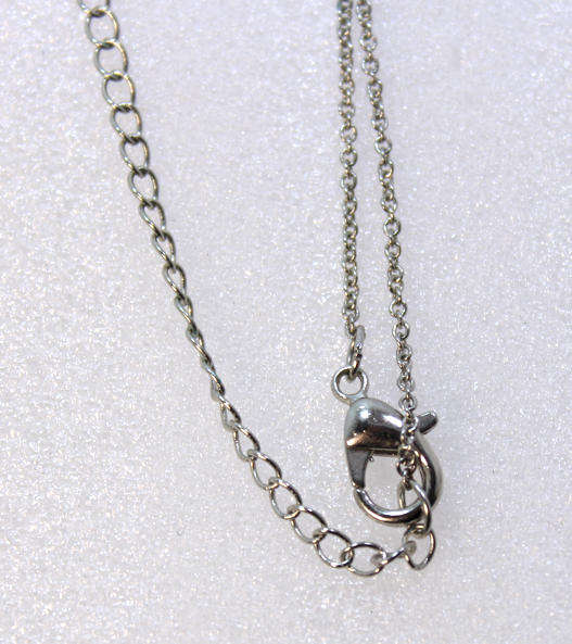 Slim Silver Chain Necklace with Large Rhinestone Pendant