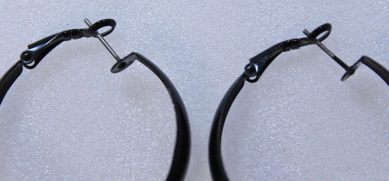 Pair of Large Hooped Black Evening Wear Earrings