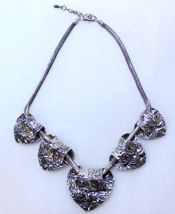 Bold Plastron Style Necklace with Heart Shaped Elements