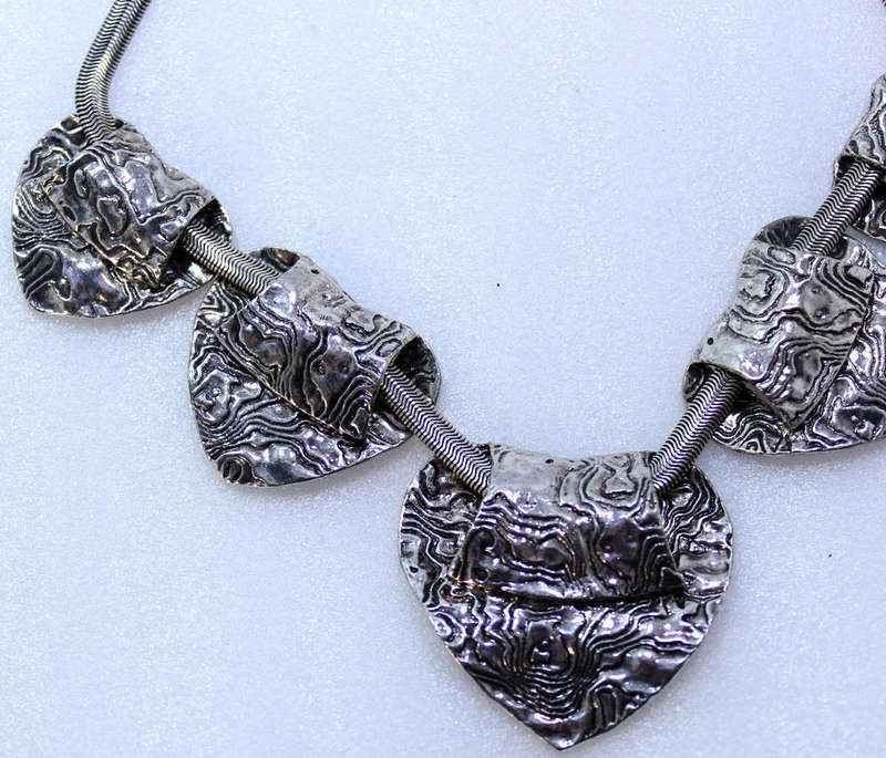 Bold Plastron Style Necklace with Heart Shaped Elements
