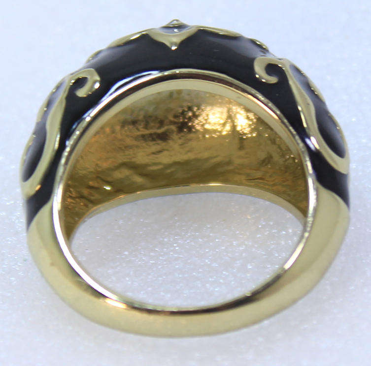 Large Face Black and Gold Decoration Dress Ring by Avon