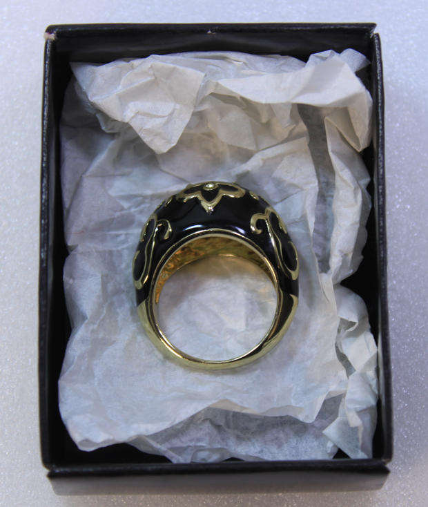 Large Face Black and Gold Decoration Dress Ring by Avon
