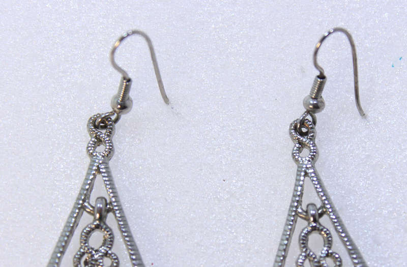Pair of Silver and Rhinestone Gem  Tear Drop Earrings for Evening Wear