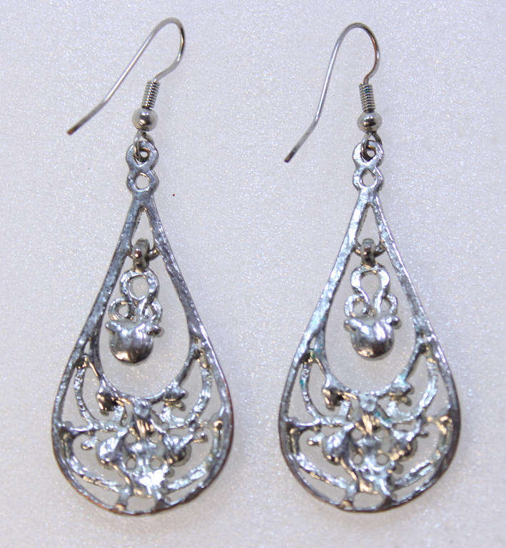 Pair of Silver and Rhinestone Gem  Tear Drop Earrings for Evening Wear