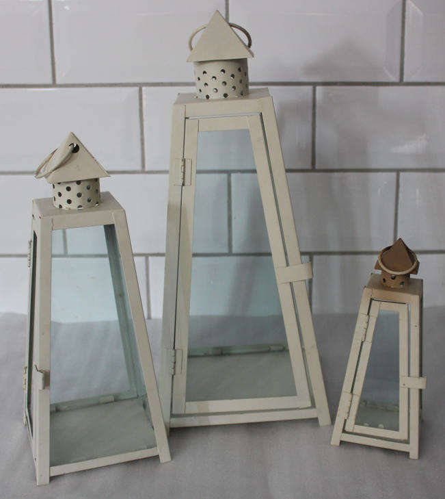 Three Metal and Glass Candle Holders for the Party Table