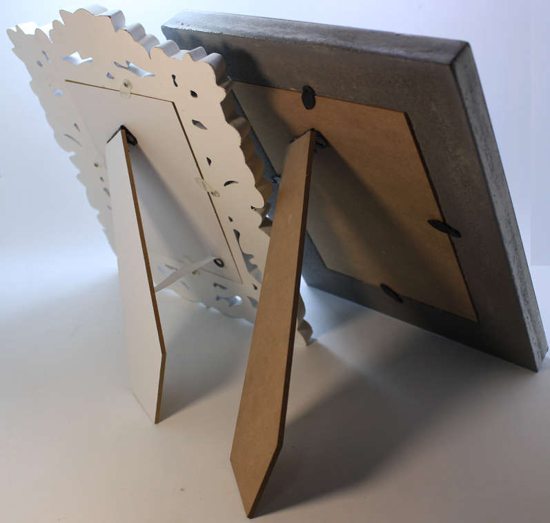 Two Distressed White Photo Frames With Stands