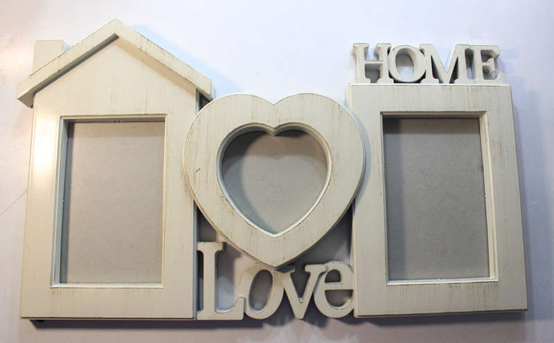 Wall Mounted "I Love Home" 3 Division Wall Hanging Photo Frame
