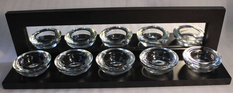 Wood Frame With Mirror and 5 x Glass Cupcake Candle Holders