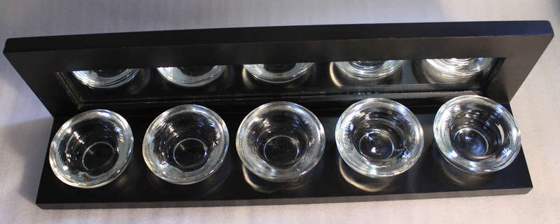 Wood Frame With Mirror and 5 x Glass Cupcake Candle Holders