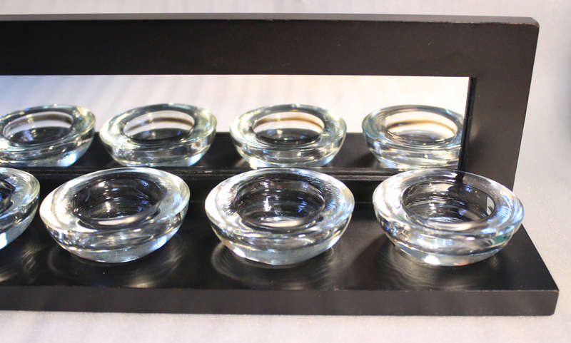 Wood Frame With Mirror and 5 x Glass Cupcake Candle Holders