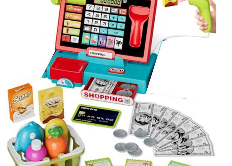Kids Supermarket Calculator Scanner Music Microphone Money Cash Register