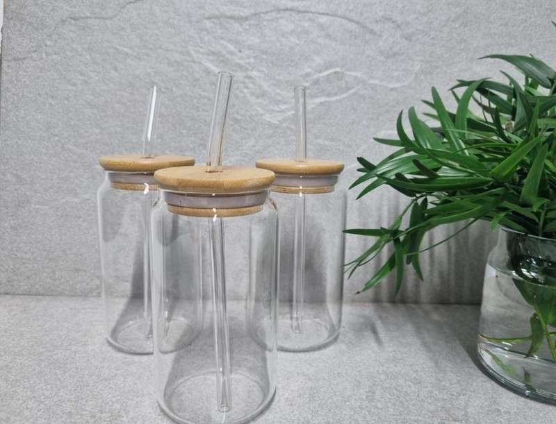 4 pc Bamboo Glass drinking can, 500ml