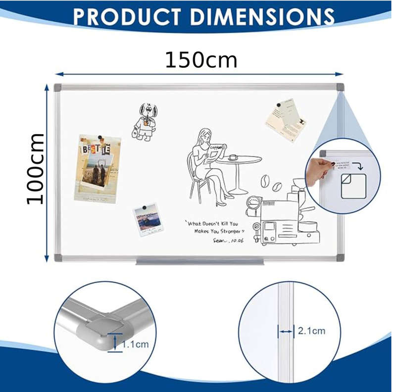 100cm x 150cm Magnetic Whiteboard Dry Erase White Board