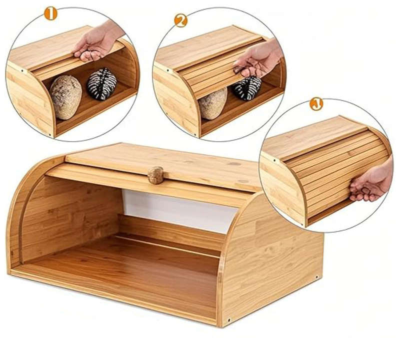 Wooden Bread Bin, Bamboo Bread Bin