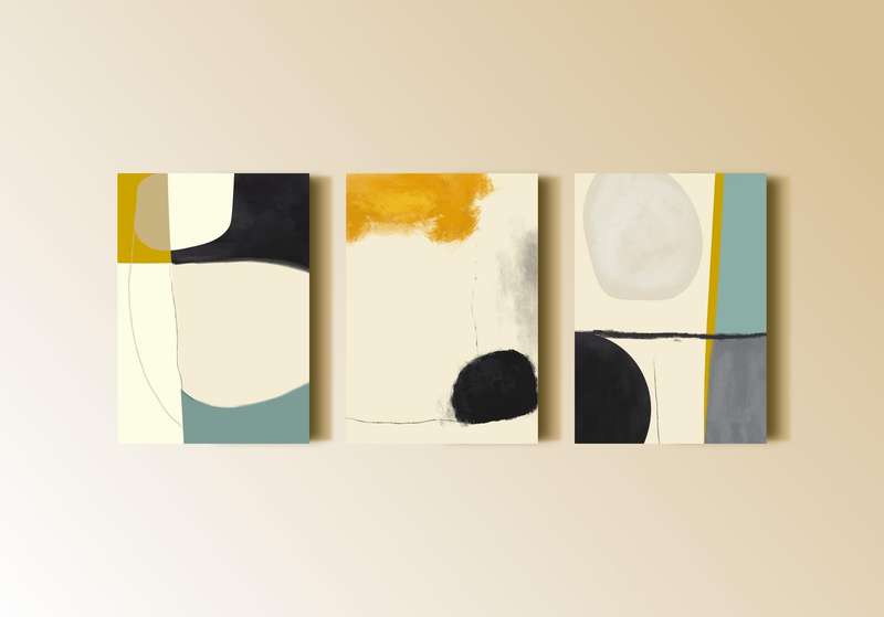 Abstract Art - Canvas Wall Art Set of 3 (A2 Size)