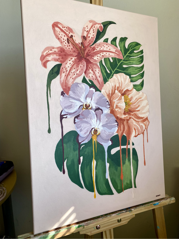 Soft Fires Between the Blossoms Acrylic Painting