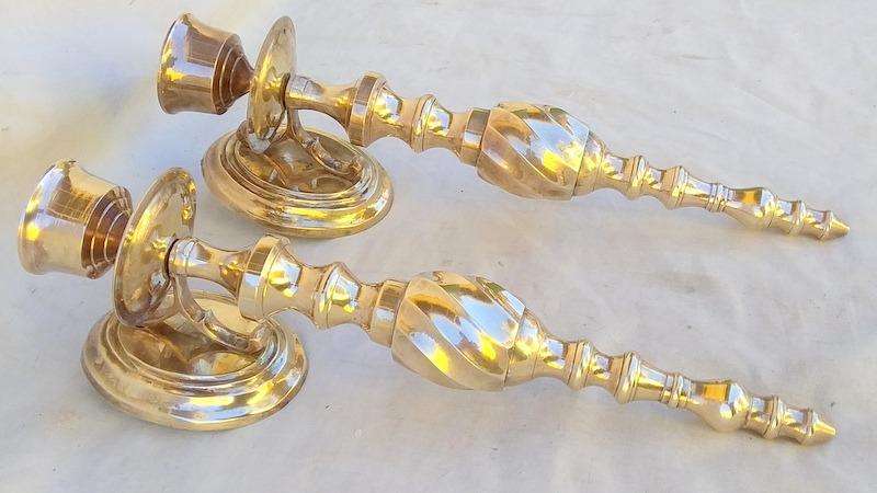 Art Deco Brass Wall mounted Candle Holders