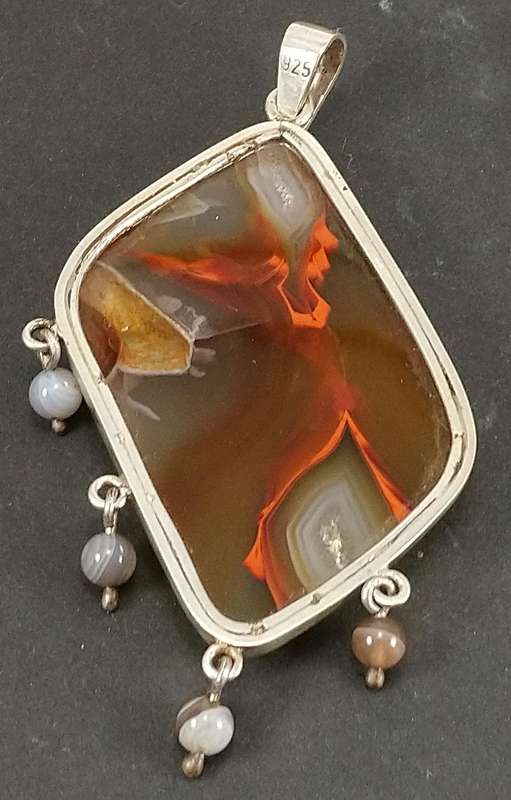 Handcrafted Natural Agate Gemstone Solid Sterling Silver Pendant