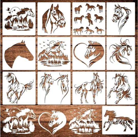 PVC Stencil: 13Pc Horse-Themed