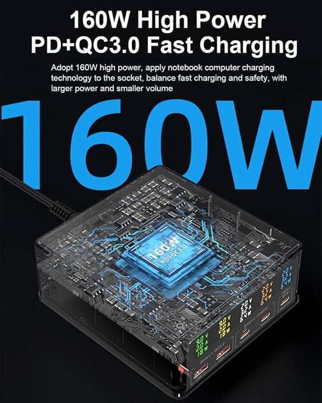 160W Wireless Super Fast Multi-Port Desktop Charging Station