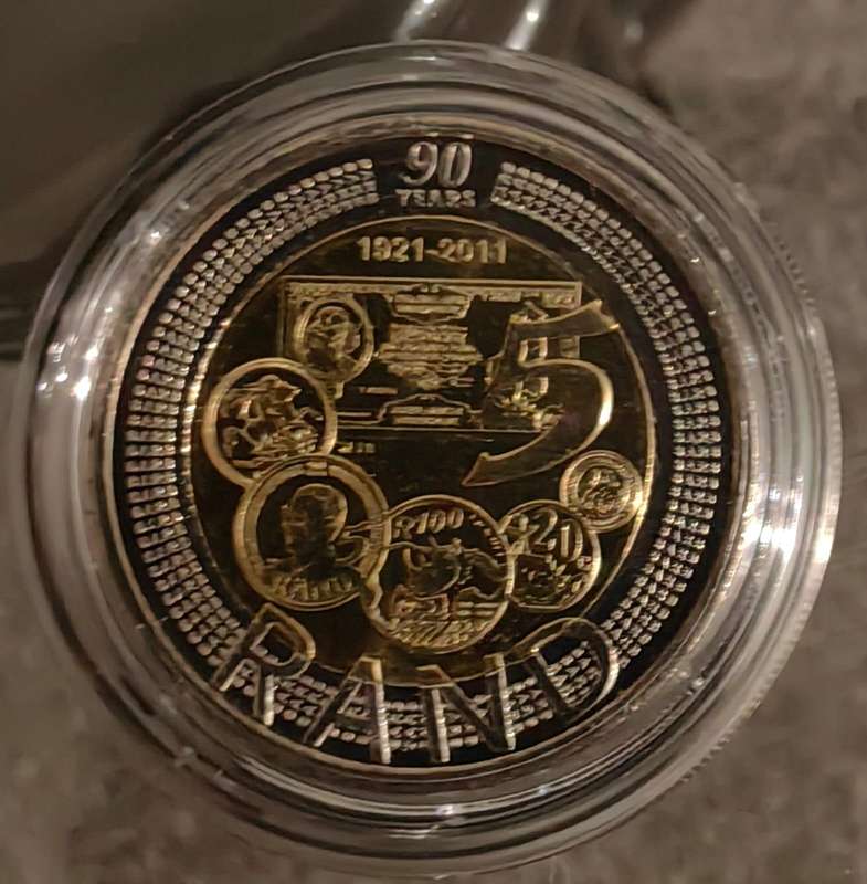 2011 South Africa 5 Rand  SARB 90 Years Anniversary Commemorative Coin