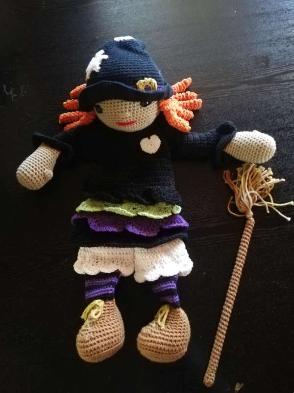 Crochet Comfort Cuddle  Attachment Doll - Witch and Cat Set with Accessories
