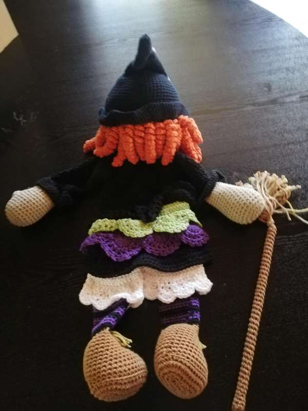 Crochet Comfort Cuddle  Attachment Doll - Witch and Cat Set with Accessories