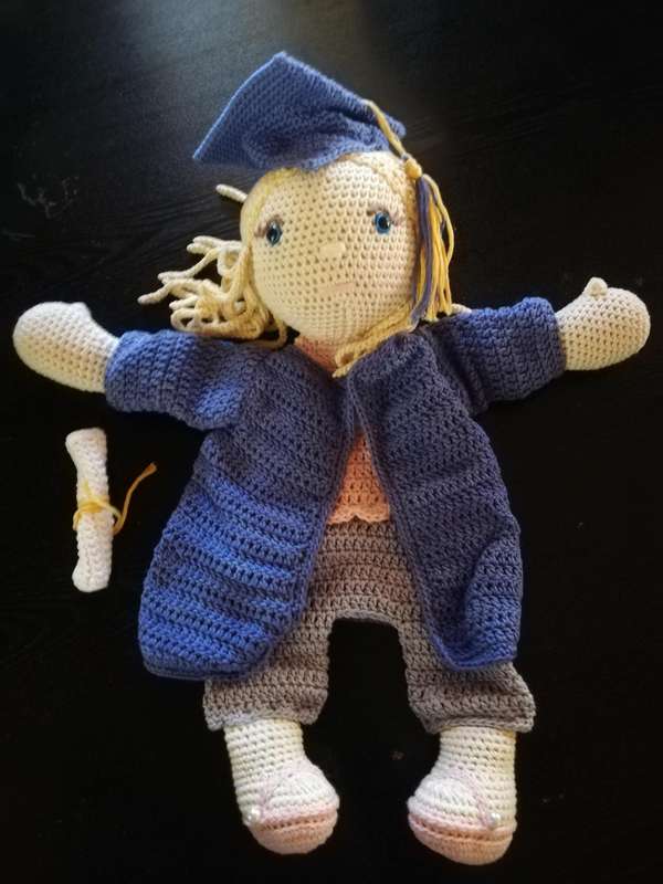 Crochet Comfort Cuddle  Attachment Doll - Graduation Girl