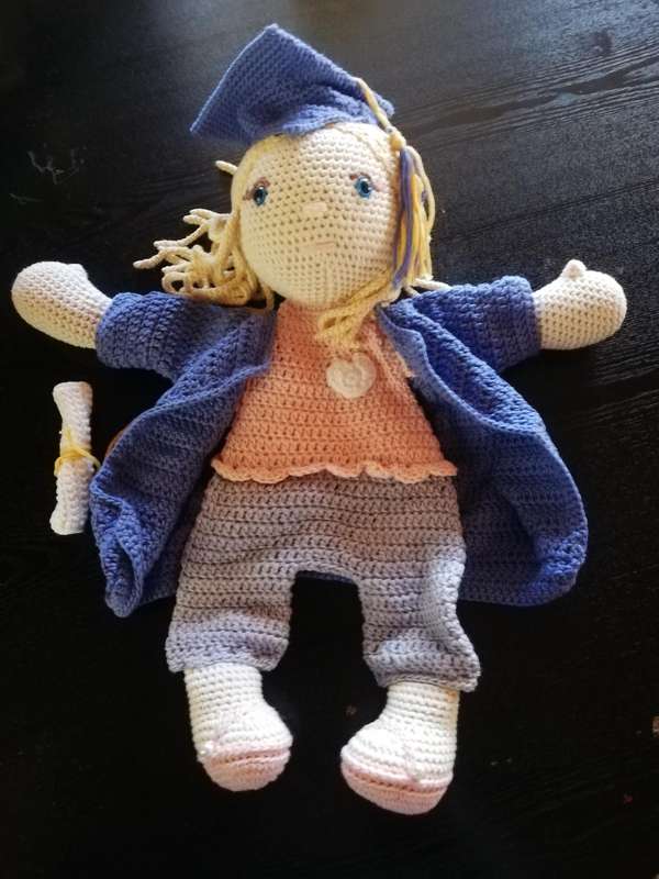 Crochet Comfort Cuddle  Attachment Doll - Graduation Girl
