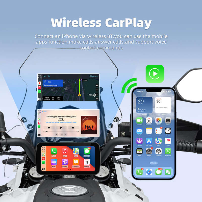 6.25 Motorcycle Smart Screen  Wireless CarPlay/Android Auto | GPS | Music | Calls