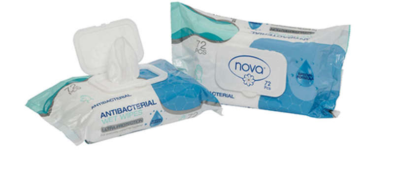 Nova Antibacterial Wet Wipes, 72 Pieces, Personal Hygiene